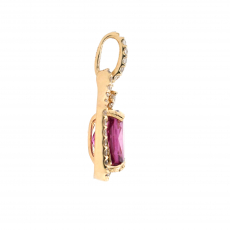 Raspberry Garnet 1.54 Carat With Diamond Accent Pendant in 14K Yellow Gold ( Chain Not Included )