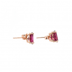 Raspberry Garnet Oval 2.47 Carat Stud Earring In 14K Rose Gold