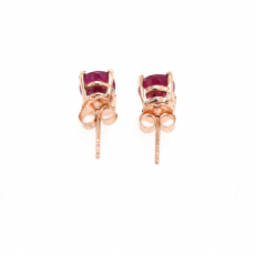 Raspberry Garnet Oval 3.55 Carat Stud Earring In 14K Rose Gold