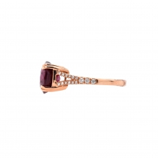 Raspberry Garnet Oval 6.02 Carat Ring With Diamond Accent in 14K Rose Gold