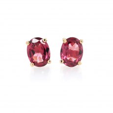 Raspberry Garnet Oval Shape 2.87 Carat Stud Earring In 14k Gold