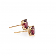 Raspberry Garnet Oval Shape 2.87 Carat Stud Earring In 14K Gold