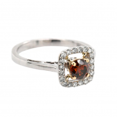 Red Diamond Round 0.45 Carat Ring With Diamond Accent in 14k Dual (White/Yellow) Gold (RG3448)
