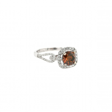 Red Diamond Round 1.01 Carat Ring with Accent Diamonds in 14K White Gold