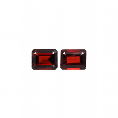 Red Garnet Emerald Cut 10x8mm Approximately 7.77 Carat Matching Pair