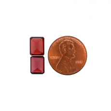 Red Garnet Emerald Cut 9x7mm Approximately 4.57 Carat Matching Pair