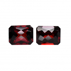 Red Garnet Emerald Cut 9x7mm Matching Pair Approximately 5 Carat