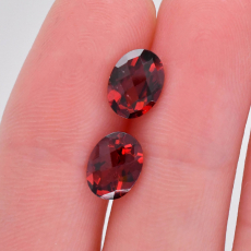 Red Garnet Oval 8x6mm Checkerboard Top Matching Pair Approximately 2.67 Carat