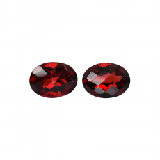 Red Garnet Oval 8x6mm Checkerboard Top Matching Pair Approximately 2.67 Carat