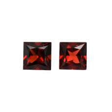 Red Garnet Princess Cut 8MM Matched Pair Approximately 6.45 Carat