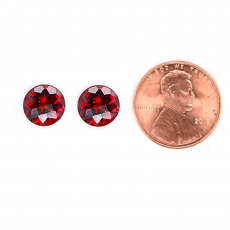 Red Garnet Round 7mm Matching Pair Approximately 2.90 Carat