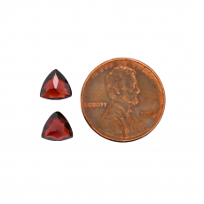 Red Garnet Trillion 7mm Matching Pair Approximately 3.30 Carat