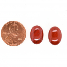 Red Mookaite Jasper Cab Oval 14X10mm Matching Pair Approximately 14 Carat