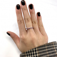 Red Spinel 0.29 Carat Ring Band in 14K White Gold with Accent Diamonds (RG4897)