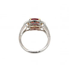 Red Spinel Oval 1.36 Carat Ring with Accent Diamonds in 14K Dual Tone (White/Yellow) Gold