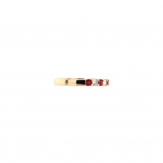 Red Spinel Round 0.24 Carat Ring Band In 14k Yellow Gold With Accent Diamonds (rg4897)