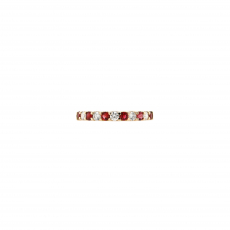 Red Spinel Round 0.24 Carat Ring Band In 14k Yellow Gold With Accent Diamonds (rg4897)