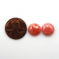 Rhodochrosite Cabs Round 11mm Matched Pair Approximately 11 Carat