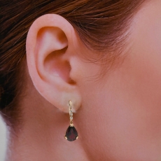 Rhodolite Garnet Pear Shape 8.79 Carat Earring With Diamond Accents in 14K Rose Gold