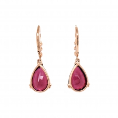 Rhodolite Garnet Pear Shape 8.79 Carat Earring With Diamond Accents in 14K Rose Gold