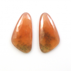 Rhodonite Fancy Shape 29x15x3mm Matching Pair Approximately 29.54 Carat