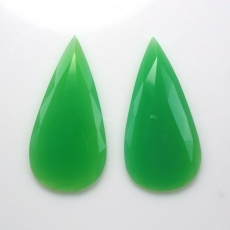 Rose Cut Chrysoprase Pear Shape 44X22X5mm Matching Pair Approximately 50 Carat