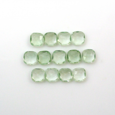 Rose Cut Green Amethyst (Prasiolite) Square Cushion 6mm Approximately 9 Carat