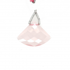 Rose Quartz Drop Fan Shape 25x14mm Drilled Bead Single Pendant Piece