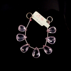 Rose Quartz Drops Almond Shape 15x9-13x9mm Drilled Beads 7 Pieces