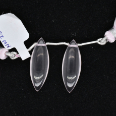 Rose Quartz Drops Marquise Shape 30x10mm Drilled Beads Matching Pair