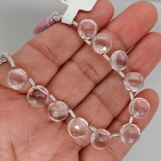 Rose Quartz Drops Round 9MM Drilled Beads 11 Pieces Line