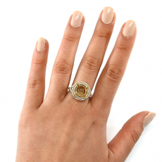 Round 10.2mm Ring Semi Mount in 14K Yellow Gold with Accent Diamonds