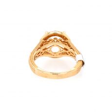 Round 10mm Ring Semi Mount in 14K Yellow Gold with Accent Diamonds