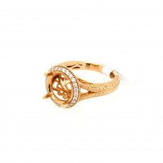 Round 10mm Ring Semi Mount in 14K Yellow Gold with Accent Diamonds
