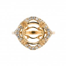 Round 10mm Ring Semi Mount in 14K Yellow Gold With White Diamonds (RG2974)