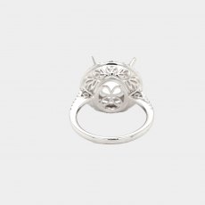 Round 11mm Ring Semi Mount In 14K White Gold With Diamond Accents