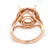 Round 13mm Ring Semi Mount in 14K Rose Gold With Diamond Accents