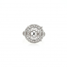 Round 14mm Ring Semi Mount in 14K White Gold with Accent Diamonds