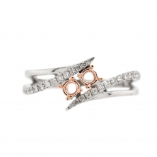 Round 3mm Ring Semi Mount in 14K Dual Tone (White/Rose Gold) With White Diamonds (RG3453)