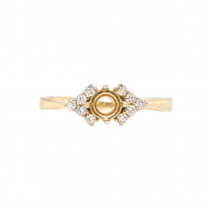 Round 4.55mm Ring Semi Mount in 14K Yellow Gold with White Diamonds (RG1007)