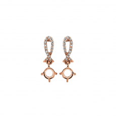 Round 4mm Earring Semi Mount in 14K Rose Gold with Accent Diamonds (ER3006)