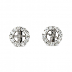 Round 4mm Earring Semi Mount in 14K White Gold With Diamond Accents (ER0860)