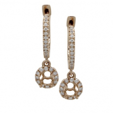 Round 4mm Earring Semi Mount in 14K Yellow Gold With White Diamonds (ER0557)