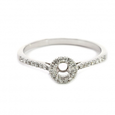 Round 4mm Halo Ring Semi Mount in 14K White Gold with Diamond Accents