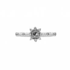 Round 4mm Ring Semi Mount in 14K White Gold with Accent Diamonds (RG0826)