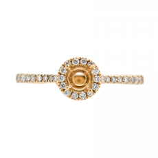 Round 4mm Ring Semi Mount in 14K Yellow Gold With White Diamonds (RSHR021)