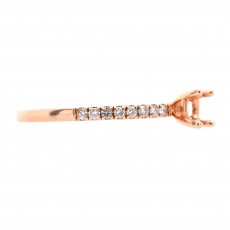 Round 4x4mm Ring Semi Mount in 14K Rose Gold with White Diamonds