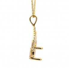 Round 5.5mm Pendant Semi Mount In 14K Yellow Gold With Diamond Accents (Chain Not Included)