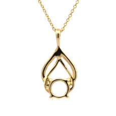 Round 5.5mm Pendant Semi Mount In 14K Yellow Gold With White Diamonds(Chain Not Included)