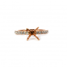 Round 5.5mm Ring Semi Mount In 14k Rose Gold With Accented Diamonds